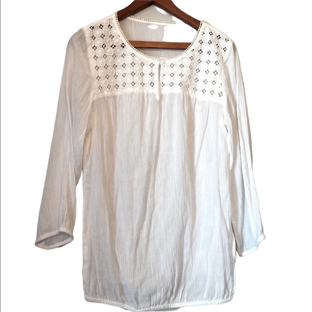 Old Navy White Eyelet Lightweight Top